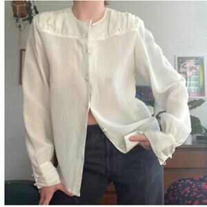 RARE Vintage Oscar De la Renta Sheer Button Down Blouse 10
